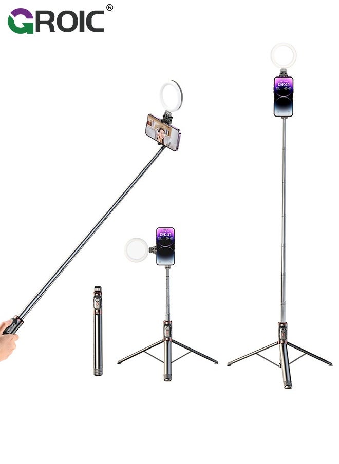 Selfie Stick, Extendable Selfie Stick Tripod with Wireless Remote and Tripod Stand, Portable, Lightweight, Compatible with iPhone 16 15 14 13 12 Pro Xs Max X 8Plus, Samsung Smartphone and More