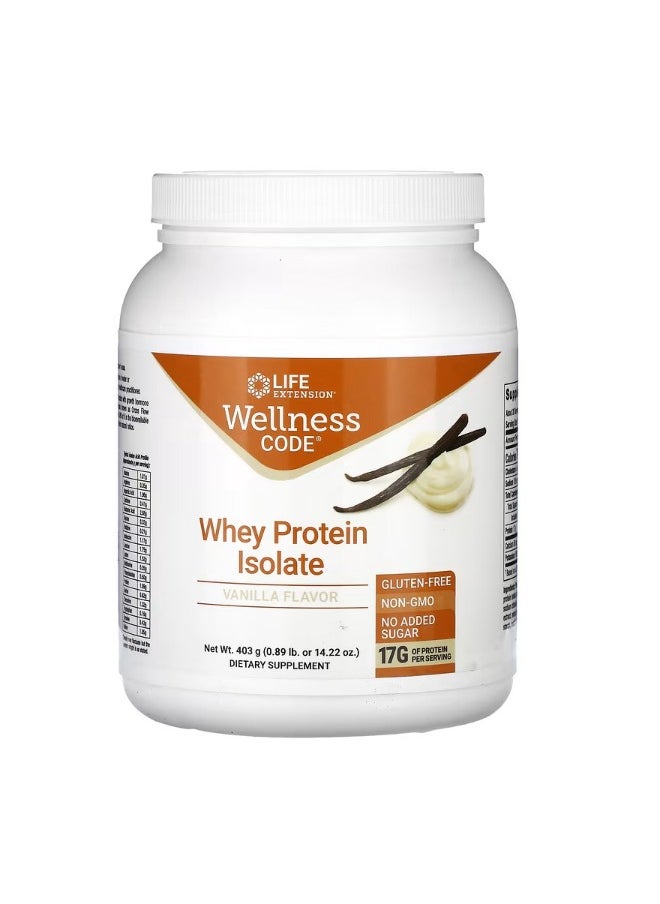 Wellness Code Whey Protein Isolate Vanilla 0.89 lb 403 g