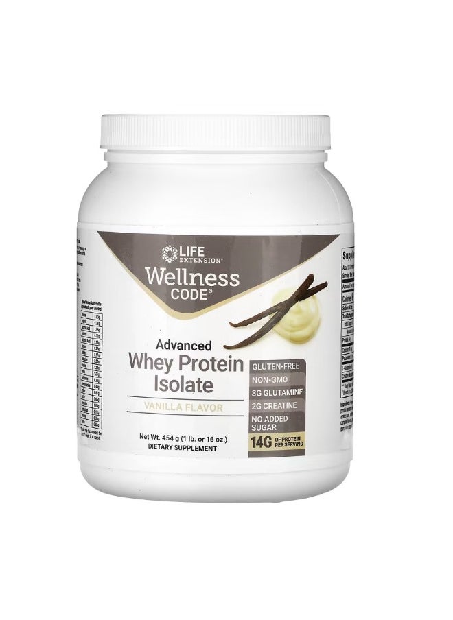 Wellness Code Advanced Whey Protein Isolate Vanilla 1 lb 454 g