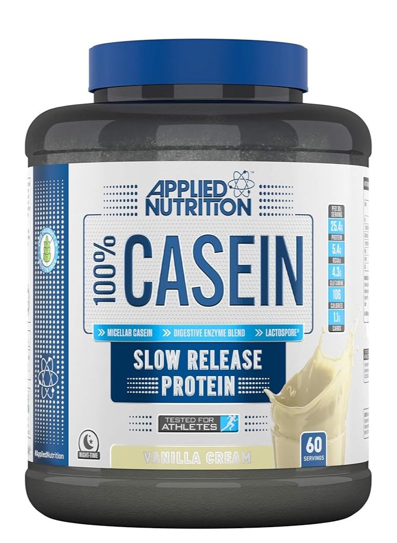 Applied Nutrition Casein Protein Powder Slow Release Protein Vanilla Cream 1.8kg 60 Servings