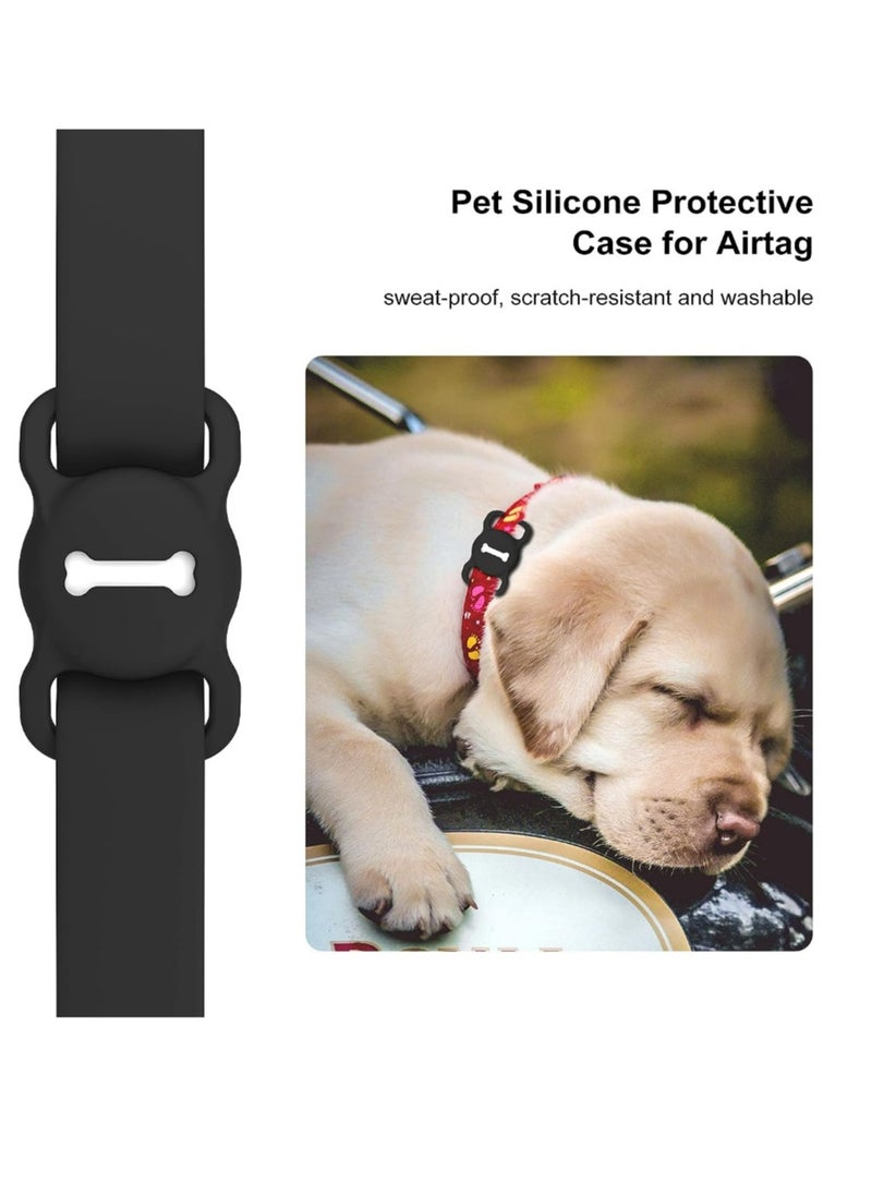 Airtag Dog Collar Holder,Silicone GPS Tracking Accessories Protective Cat Collar with Bone Pattern