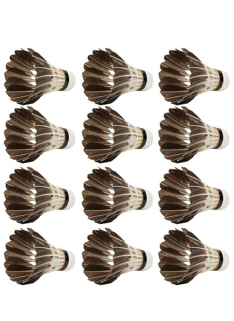 Badminton Ball, Black Goose Feather Badminton Sport Shuttlecock Durable Training Ball New, 12 Pcs