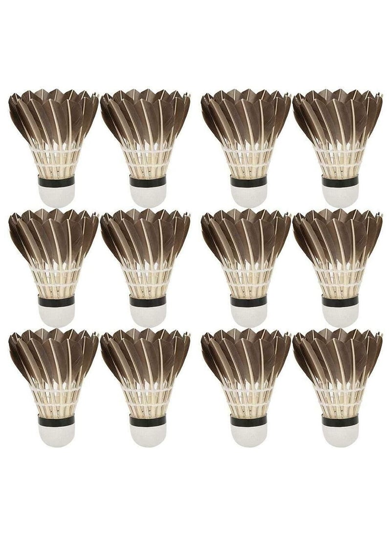 Badminton Ball, Black Goose Feather Badminton Sport Shuttlecock Durable Training Ball New, 12 Pcs