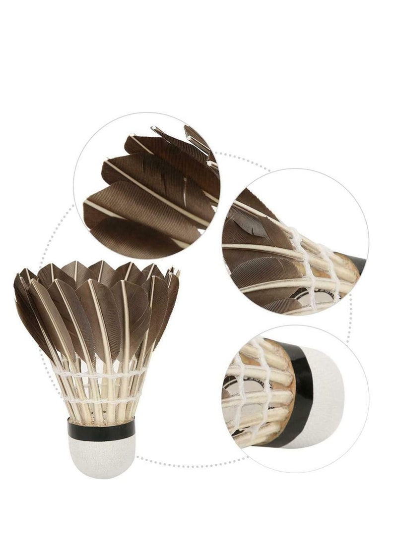 Badminton Ball, Black Goose Feather Badminton Sport Shuttlecock Durable Training Ball New, 12 Pcs