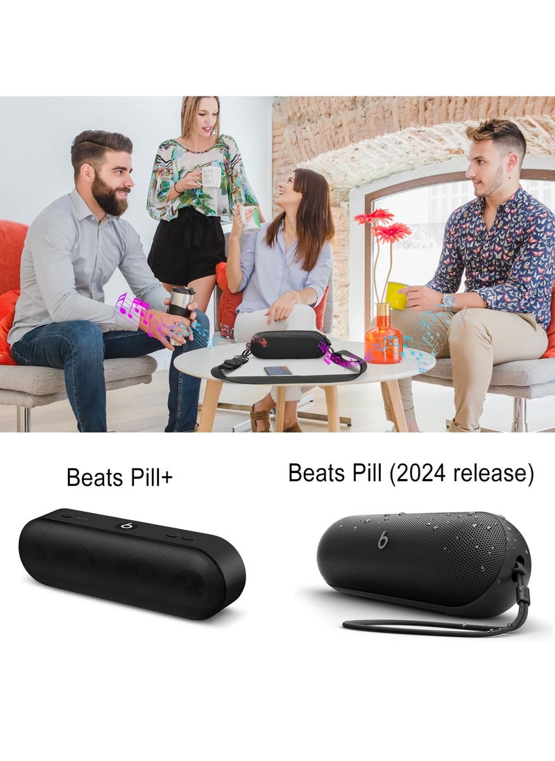 Travel Carrying Case for Beats Pill 2024 Release Speaker Storage Carrier Bag Mesh Speaker Cover with Adjustable Shoulder Strap for Beats Pill