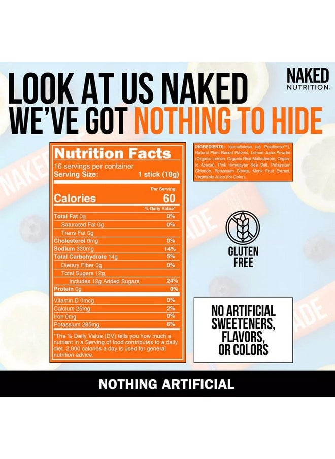 Nakedade - Performance Enhancing Sports Drink Powder - Blueberry Lemonade Electrolyte Powder - No GMOs or Artificial Sweeteners, Gluten-Free, Soy-Free, Dairy-Free - 16 Sticks