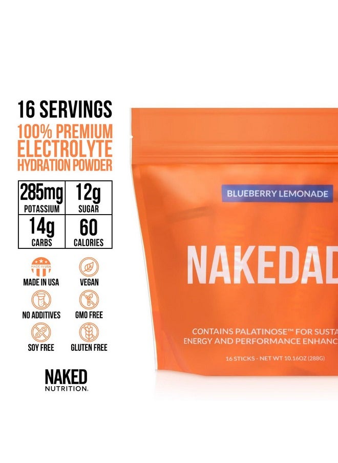 Nakedade - Performance Enhancing Sports Drink Powder - Blueberry Lemonade Electrolyte Powder - No GMOs or Artificial Sweeteners, Gluten-Free, Soy-Free, Dairy-Free - 16 Sticks