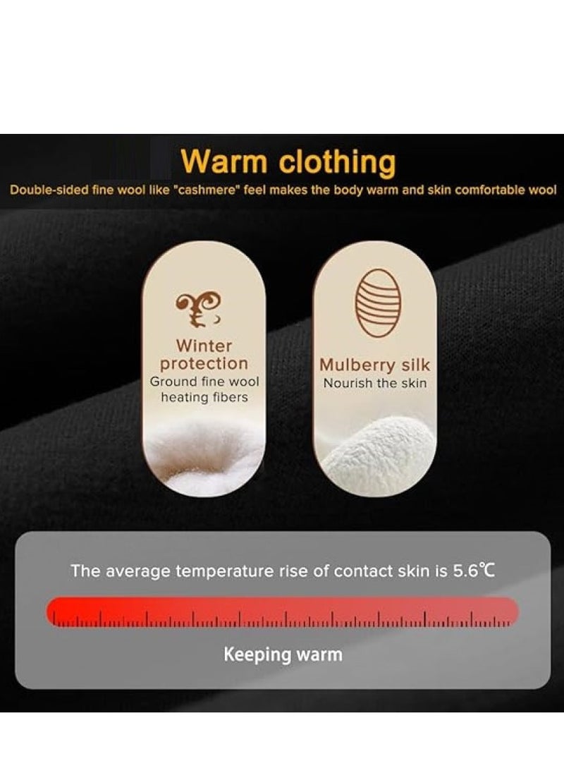 Men's Thermal Underwear Set Long Johns Ultra Soft Fleece Lined Base Layer Set for Cold Weather Thermal Underwear for Men Long Sleeve Pajama Top and Bottom Set L