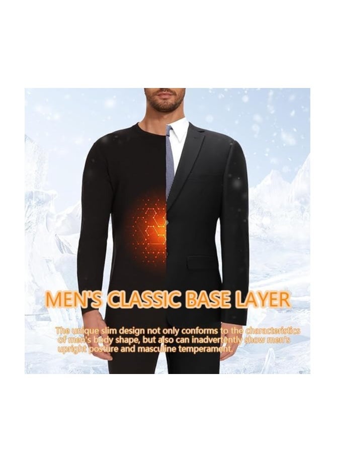 Men's Thermal Underwear Set Long Johns Ultra Soft Fleece Lined Base Layer Set for Cold Weather Thermal Underwear for Men Long Sleeve Pajama Top and Bottom Set XL
