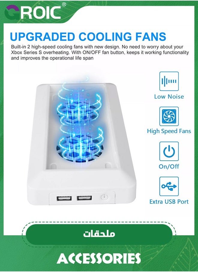 Vertical Stand Cooling Fan New Vertical Stand Holder With 2 Built-in Cooling Fan Dock For Xbox Series S Console Accessories Host Upright Support Base Stand