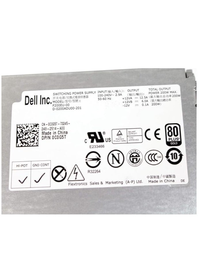 Dell F200EU-00 C0G5T, 6FG9T 1VCY4 PS-3201-9DA L200EU-00 optiplex 990 7010 9010 USFF 200W Power Supply