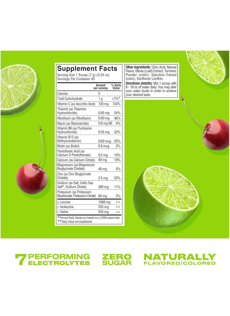 Cwench Hydration Electrolyte Mix + BCAA - Cherry Lime 10 Count | NSF Certified | No Added Sugar | No Artificial Sweeteners | Premium Electrolytes | 10 x 7 g stick box