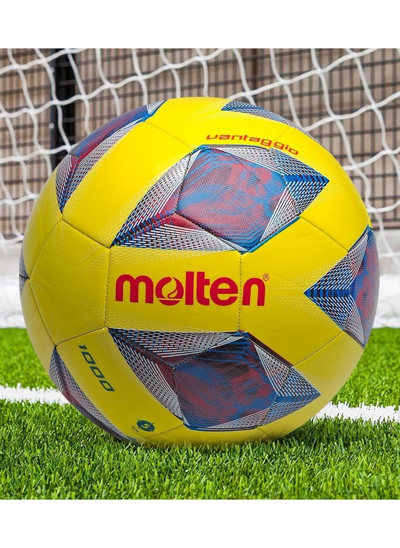 Molten Soccer Ball, Durable and Comfortable TPU Soft Leather Training Ball with Butyl Liner, Wear-Resistant for Boys, Girls and Adults, Yellow in Size 5