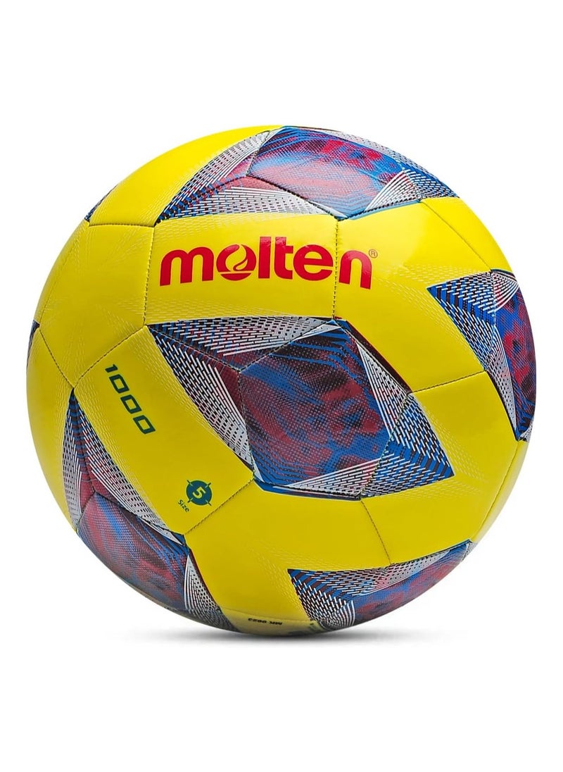 Molten Soccer Ball, Durable and Comfortable TPU Soft Leather Training Ball with Butyl Liner, Wear-Resistant for Boys, Girls and Adults, Yellow in Size 5