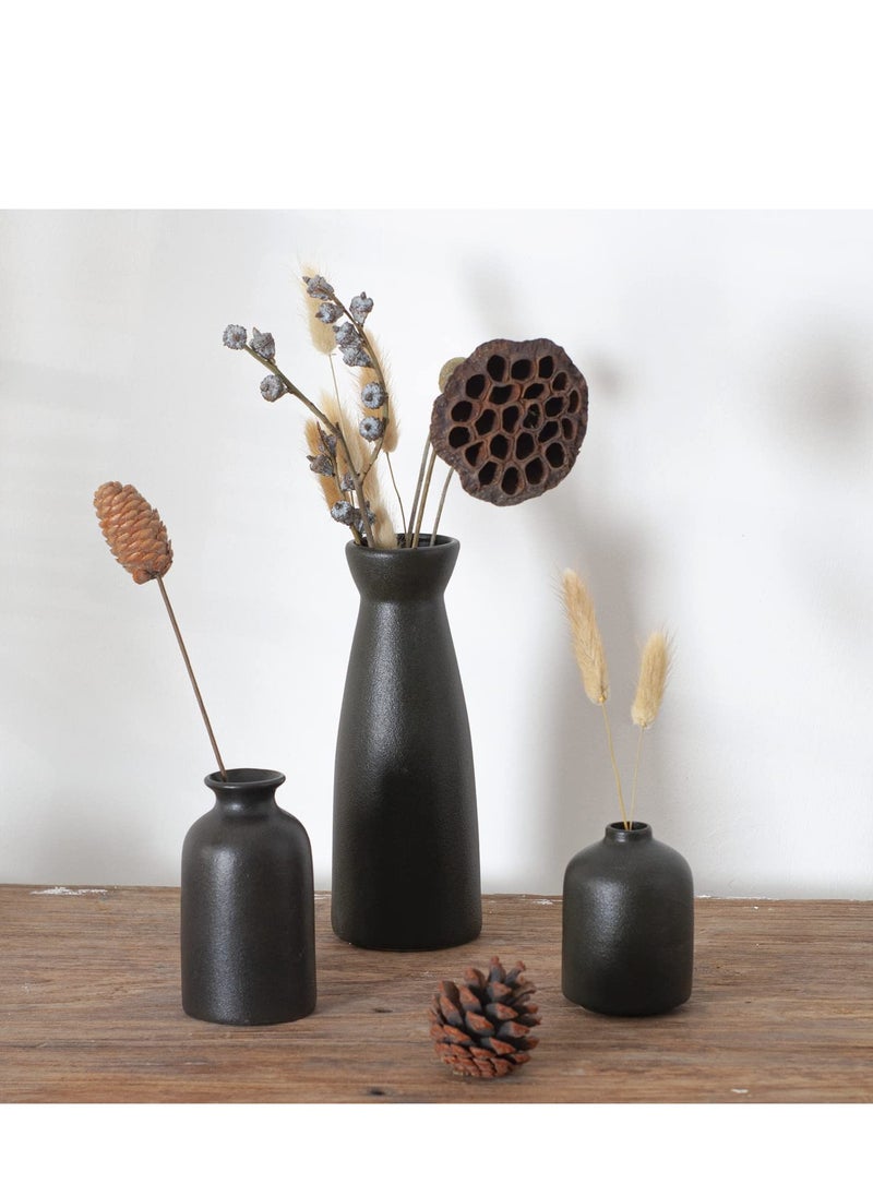 Ceramic vase Set-3 Small Flower vases for Decor,Modern Boho Farmhouse Home Decor,Decorative vase for Pampas Grass&Dried Flowers,idea Shelf,Table,Bookshelf