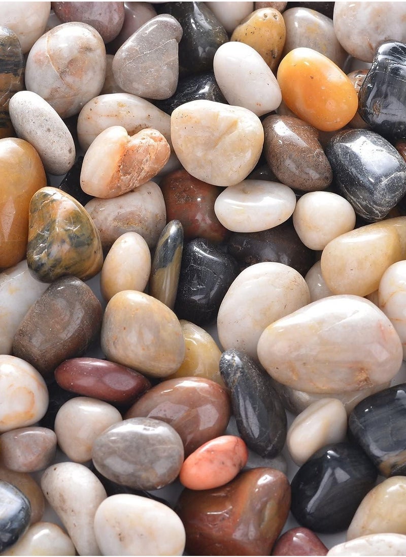 Decorative Polished Pebbles and Natural Small Mixed Stones Gravel for Flowerpots, Aquariums, Landscaping, and Ponds - DIY Home Garden Vase Fillers (Approx. 0.5-1.2 inch, 10kg)