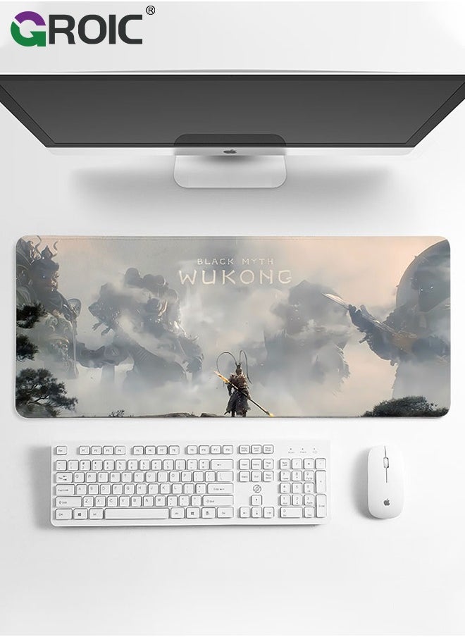 2PCS Black Myth Wu Kong Mouse Pad Wukong Desk Mat, Big Full Keyboard and Mouse Pad Cool Desk Pad, Gaming Mousepad, Cool Monkey Desktop Decoration New Gaming Mousepad