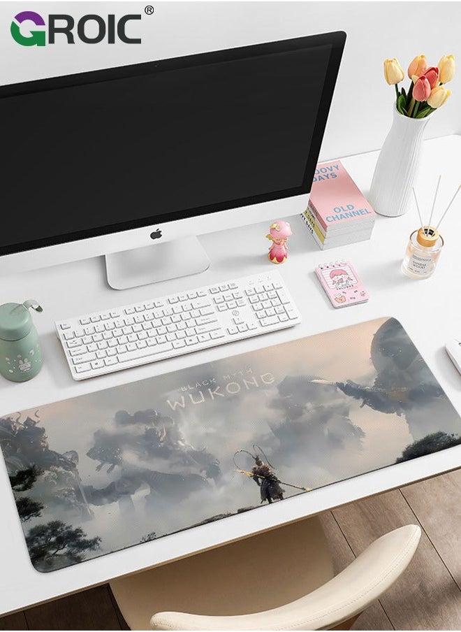 2PCS Black Myth Wu Kong Mouse Pad Wukong Desk Mat, Big Full Keyboard and Mouse Pad Cool Desk Pad, Gaming Mousepad, Cool Monkey Desktop Decoration New Gaming Mousepad