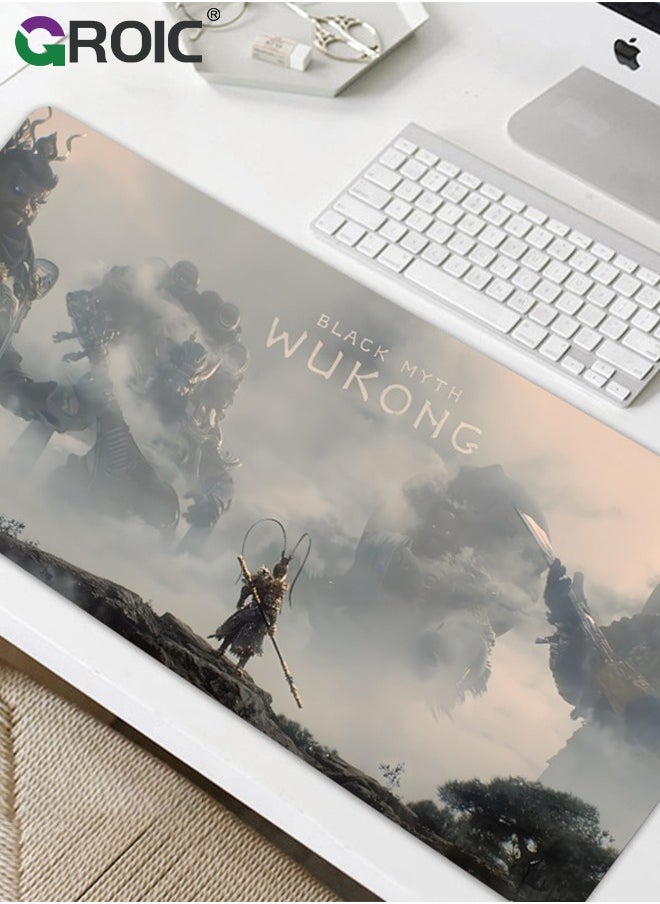 2PCS Black Myth Wu Kong Mouse Pad Wukong Desk Mat, Big Full Keyboard and Mouse Pad Cool Desk Pad, Gaming Mousepad, Cool Monkey Desktop Decoration New Gaming Mousepad