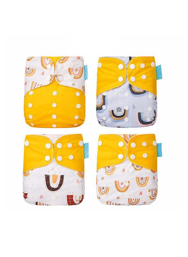 4PCS Baby Cloth Diaper Washable Reusable Stretchable Cloth Pocket Diapers with Strong Absorption for Baby Toddler Girls Boys