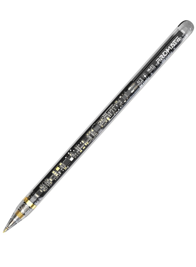 Transparent Stylus Pen For iPads With Palm Rejection Tilt Sensitivity Real-Time Battery Display Black