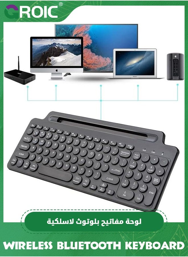 Wireless Bluetooth Keyboard with Number Touchpad 2.4G Wireless Keyboard Mouse Card Slot Numeric Keypad for iOS/Android Desktop Laptop PC TV Box with Touchpad