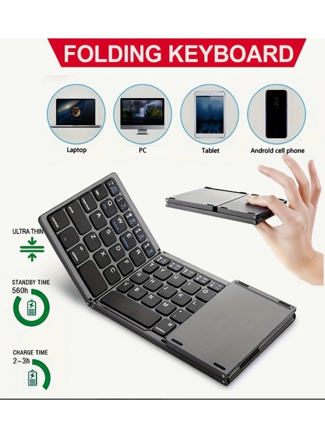 B033 Foldable Bluetooth Keyboard with Touchpad - Portable and Lightweight