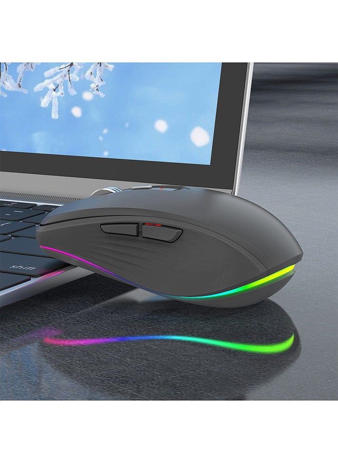 2.4G+BT5.1 Dual-mode Wireless Mouse Computer Gaming Mice Ergonomic Design 4-gear   Adjustable DPI Built-in Rechargeable Battery for Laptop