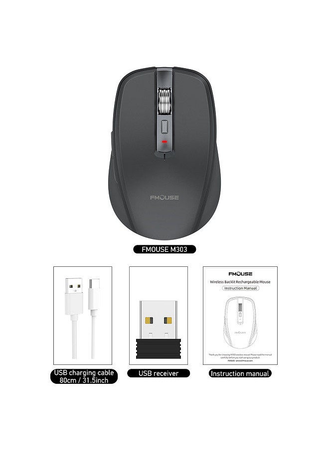 2.4G+BT5.1 Dual-mode Wireless Mouse Computer Gaming Mice Ergonomic Design 4-gear   Adjustable DPI Built-in Rechargeable Battery for Laptop