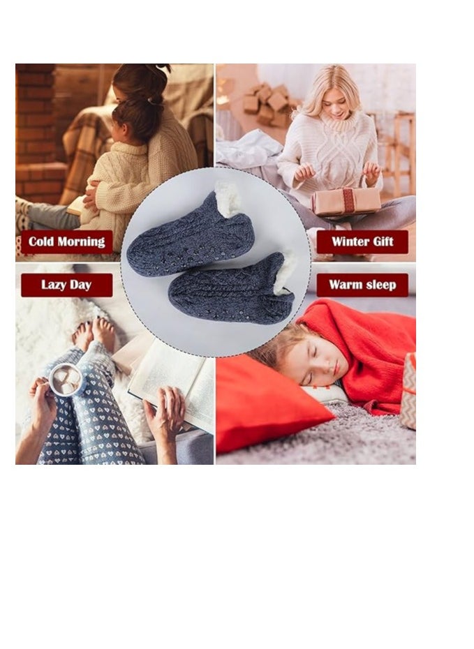 Fluffy Fleece Slipper Socks Non-Slip Warm Winter Socks Cute Fleece-lined Slipper Socks Warm Indoor Slipper Socks Cozy Winter Non-Skid Socks Plush Socks for Unisex