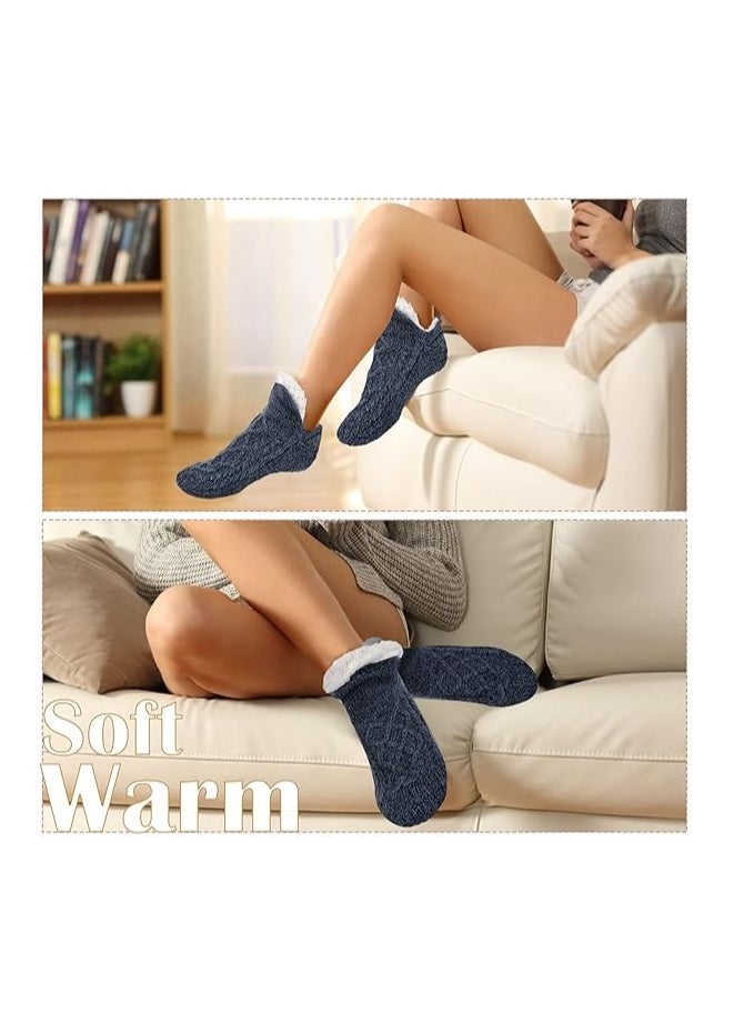 Fluffy Fleece Slipper Socks Non-Slip Warm Winter Socks Cute Fleece-lined Slipper Socks Warm Indoor Slipper Socks Cozy Winter Non-Skid Socks Plush Socks for Unisex