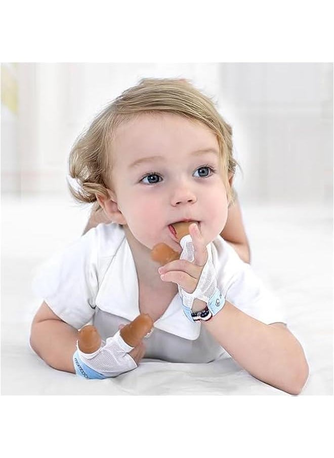 Thumb Sucking Stop for Kids - 2-3 Years Old - Silicone Finger Guard for Thumb Sucking with Breathable Mesh Adjustable Thumb Sucking Treatment Kit for 12 Months, Large, Blue