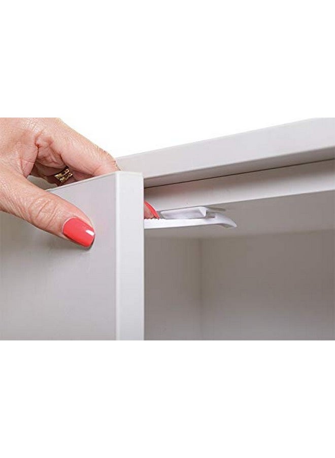 Adhesive Safety Latches For Drawers & Cabinets, White, 8 Count