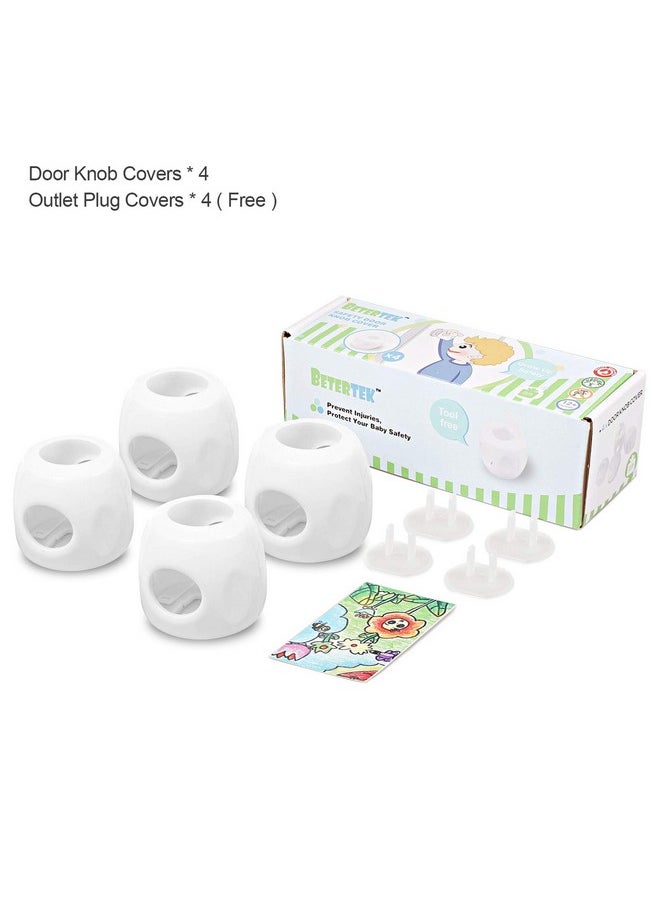 Door Knob Safety Cover For Kids, Child Proof Door Knob Covers, Baby Safety Door Knob Handle Cover Lockable Design (4 Pack)