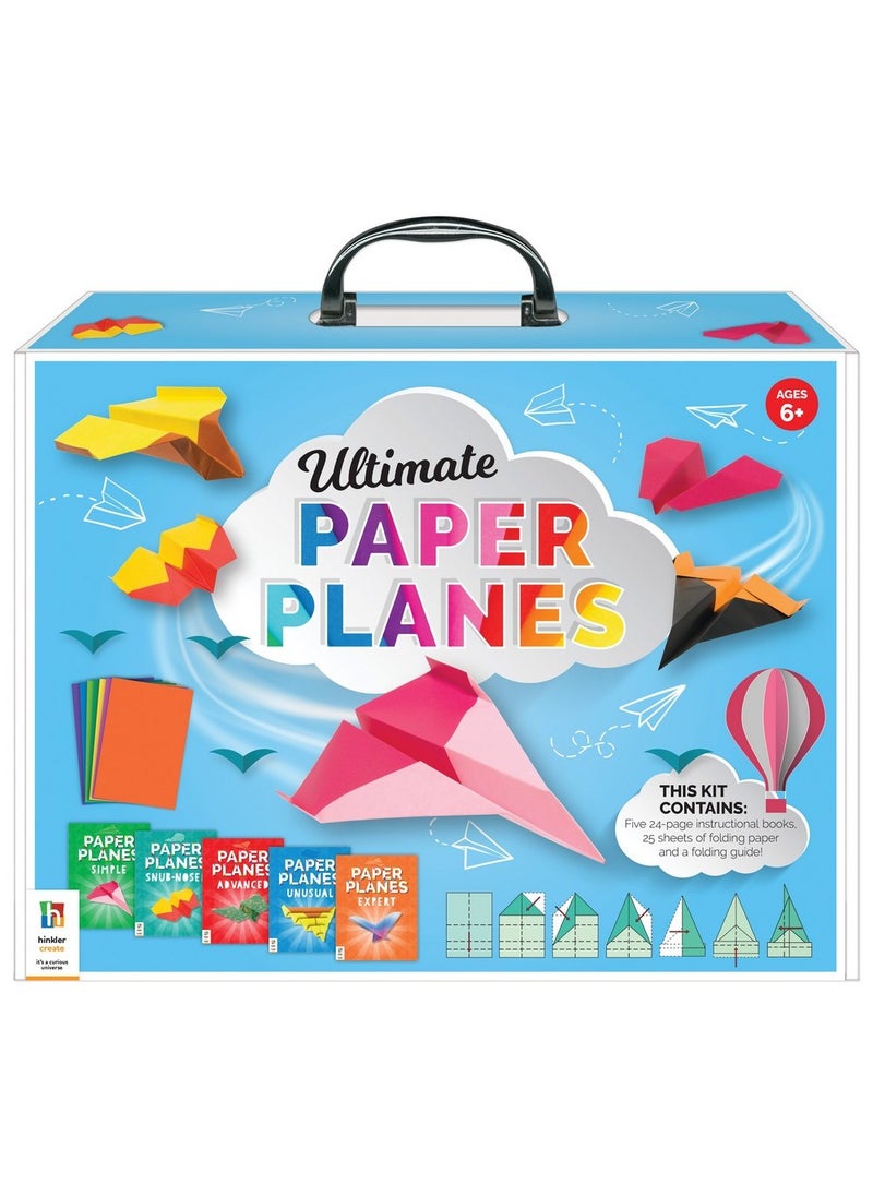 Hinkler Ultimate Paper Planes Activity Case – Complete Paper Planes Craft Kit for Kids, Includes Colourful Paper, Instructions, and Designs, Create Fun Flying Planes, Develops Creativity and Fine Motor Skills