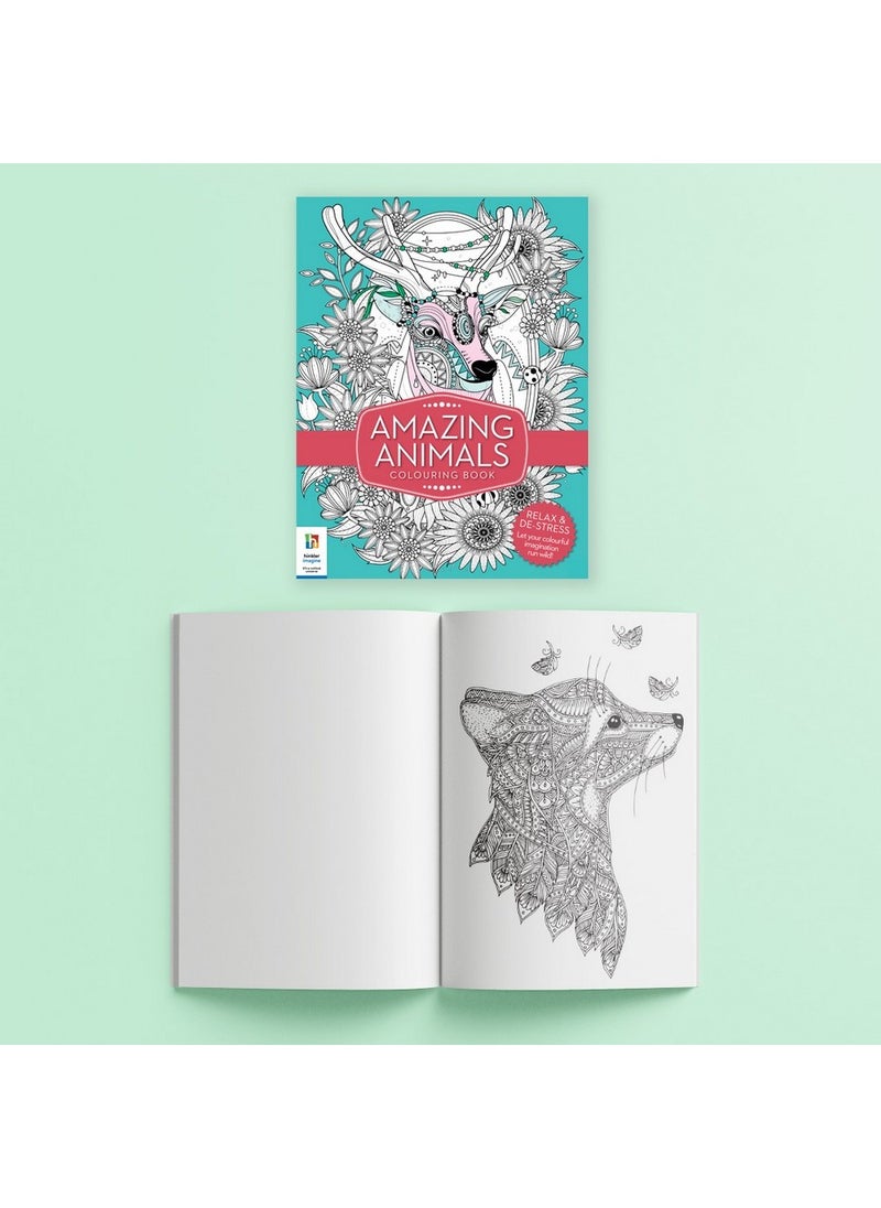 Hinkler Art Maker Ultimate Colouring Carry Case include 20-Coloured Artists Pencil, 10 Coloured Markers, Over 90 IMages, Amazing Animals Edition, a Complete Colouring Set for Kids
