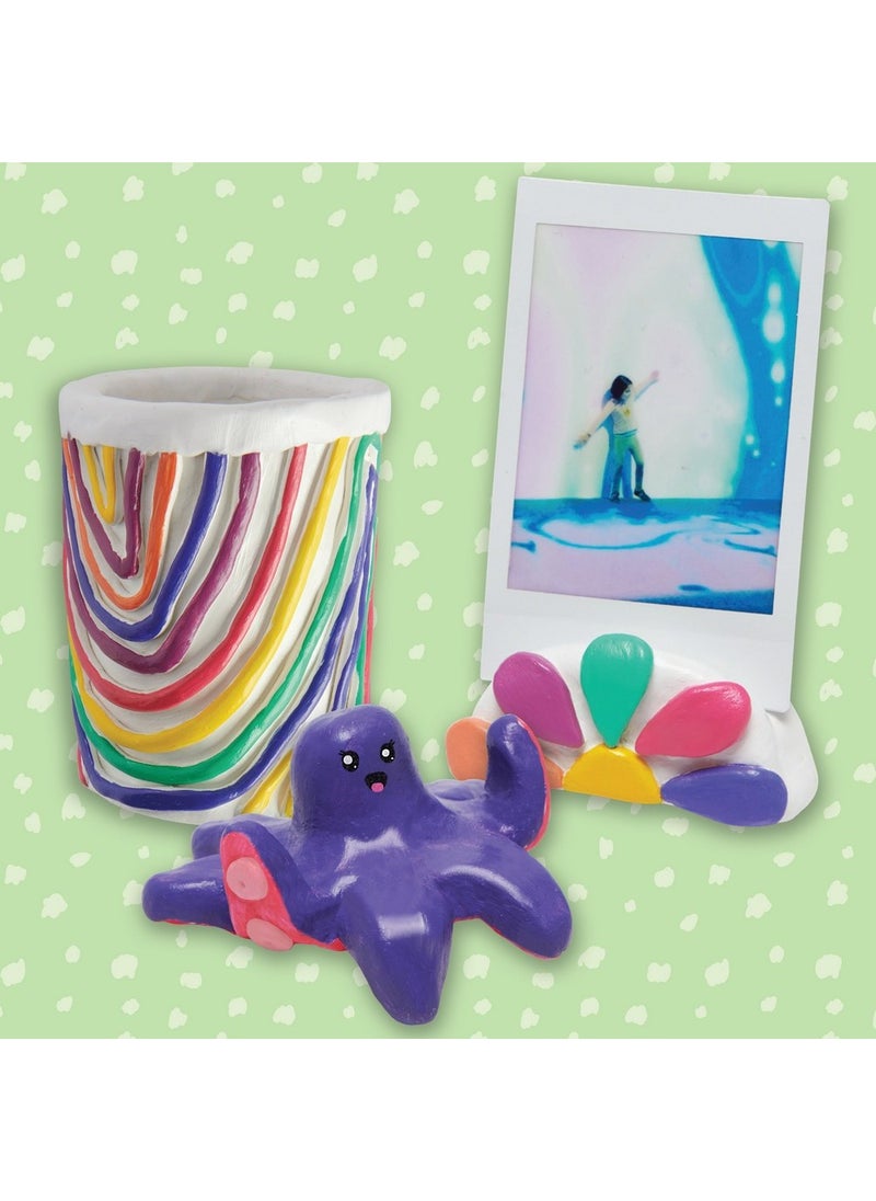 Hinkler Zap! Pottery Kit - DIY Pottery Craft Set includes air dry pottery clay, 5 paint colours, paint brush, 3 clay making tools, sponge, PVA glaze and a 32-page book, Fun Clay Sculpting for Kids, Create Custom Pottery Pieces, Gift for Young Artists