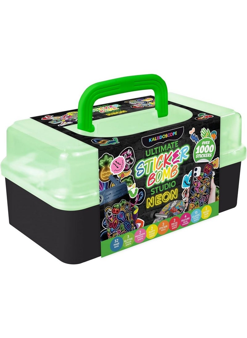 Hinkler Kaleidoscope Sticker Bomb Studio Neon Edition, includes Over 1000 Vibrant Neon Stickers and a 32-page Books, a Fun Sticker Art Kit for Kids, Creative Sticker Bombing Activity