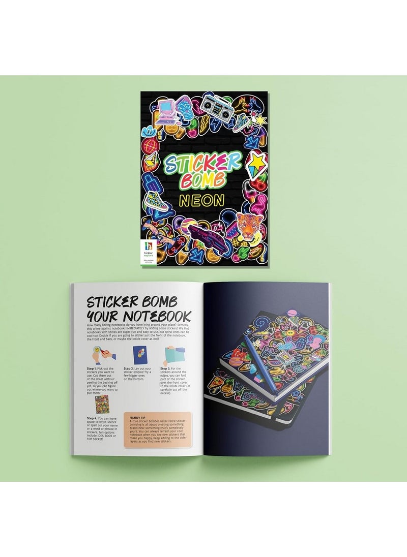 Hinkler Kaleidoscope Sticker Bomb Studio Neon Edition, includes Over 1000 Vibrant Neon Stickers and a 32-page Books, a Fun Sticker Art Kit for Kids, Creative Sticker Bombing Activity