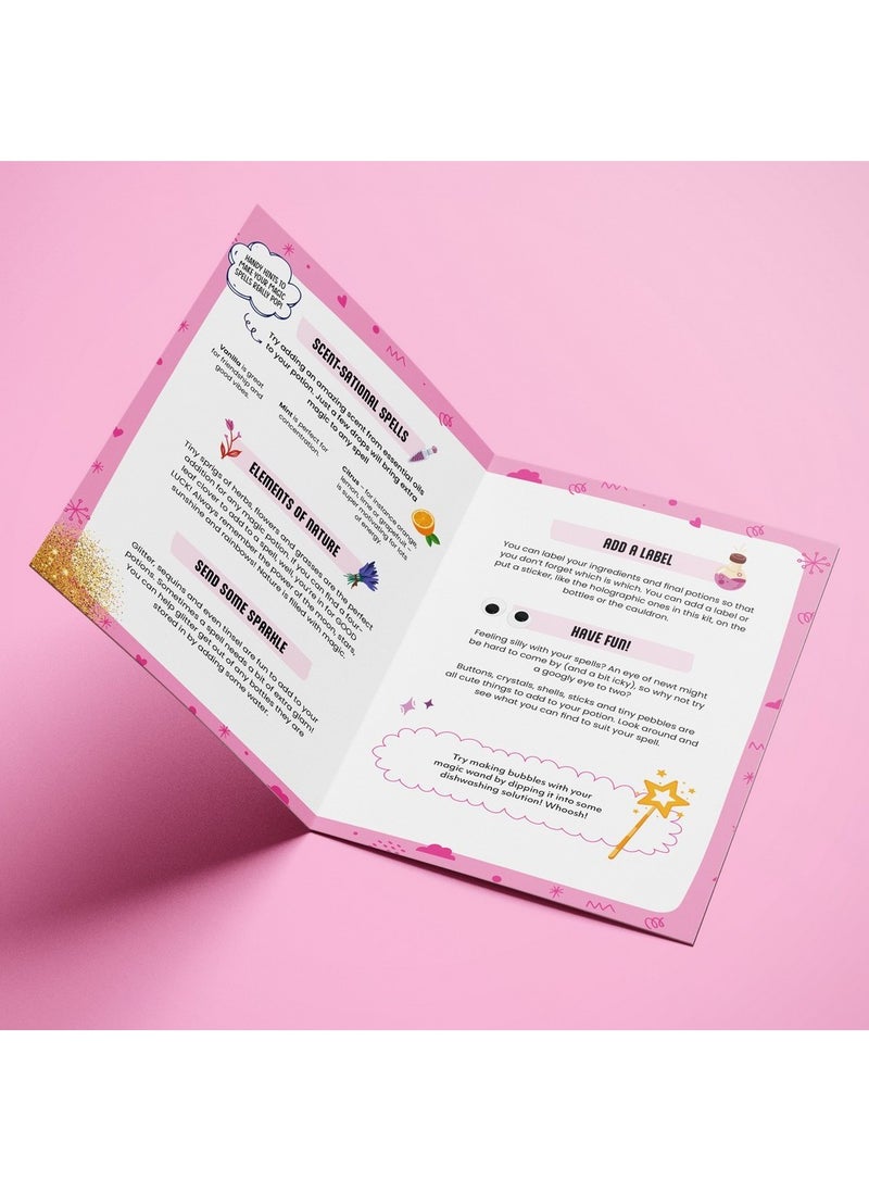 Hinkler Zap Create Magical Potions Kit - DIY Potion Making Set includes mini cauldron, magic wand water, bubbling magic powder, 4 potion amulet necklace, 4 shaped potion vials, 6 potion card, holographic stickers, golden moon sprinkles, star sprinkles and potion pipette Fun Science & Craft Kit for Kids