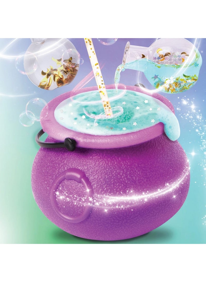 Hinkler Zap Create Magical Potions Kit - DIY Potion Making Set includes mini cauldron, magic wand water, bubbling magic powder, 4 potion amulet necklace, 4 shaped potion vials, 6 potion card, holographic stickers, golden moon sprinkles, star sprinkles and potion pipette Fun Science & Craft Kit for Kids