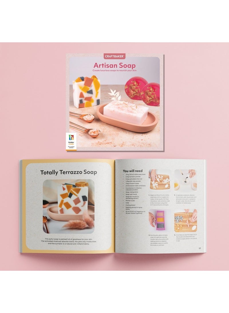 Hinkler Craft Maker Artisan Soap Kit - DIY Soap Making Set includes a rose gold soap, a lemon-rosemary soap, and a cotton candy soap, Create Custom Soaps, Handmade Craft Activities, Kids & Adults Craft Kit, Fun Artisanal Craft