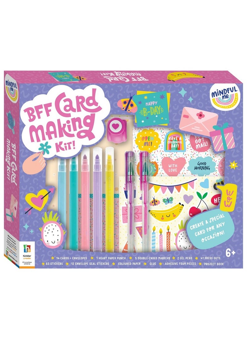Hinkler Mindful Me BFF Card Making Kit - DIY Friendship Card Kit includes a book with project ideas, plus cards, envelopes, stickers, a hole punch, markers, and more, a Creative Craft Set for Kids, Custom Cards for BFFs, Personalized Greeting Cards
