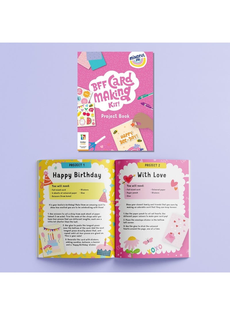 Hinkler Mindful Me BFF Card Making Kit - DIY Friendship Card Kit includes a book with project ideas, plus cards, envelopes, stickers, a hole punch, markers, and more, a Creative Craft Set for Kids, Custom Cards for BFFs, Personalized Greeting Cards