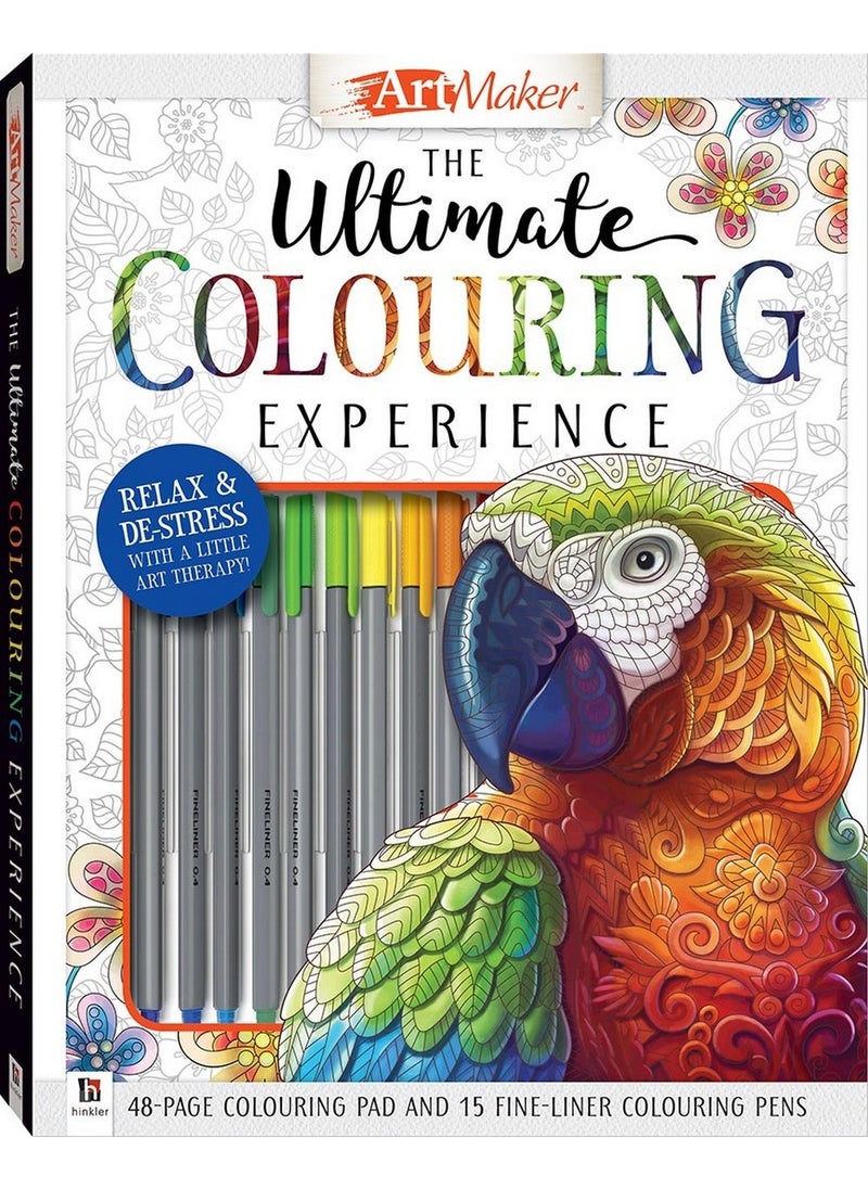 Hinkler Art Maker Ultimate Colouring Kit Includes 48-page Colouring Pad and 15 Fine-Liner Colouring Pens, Ideal for Creative Relaxation, Stress Relief, and Artistic Expression