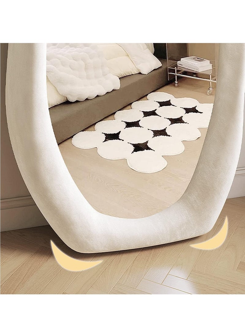 Irregular Wavy Mirror Full Length Mirror,Wave Floor Mirror, Wall Mirror Standing Hanging or Leaning Against Wall for Bedroom,Full Length Mirror (White)