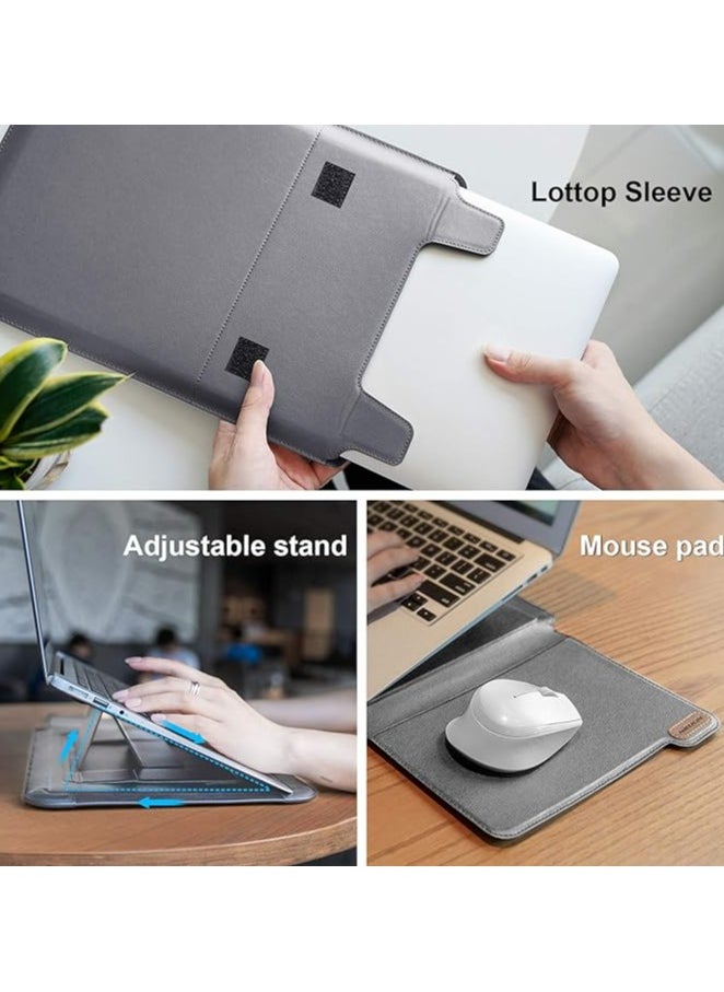 Laptop Sleeve Case with Laptop Stand and Mouse Pad, 13-14 inch Computer Bag with 2 Adjustable Angle Laptop Stand for MacBook Pro/Air 13,Dell,Chromebook,Surface Book, iPad Pro 12.9, Black