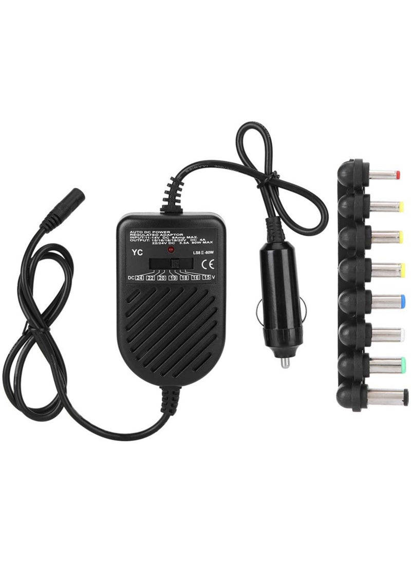 Adjustable Output Voltage Car Laptop Charger, 15-24V High Efficiency 80W Charger, for Laptop Notebook Home