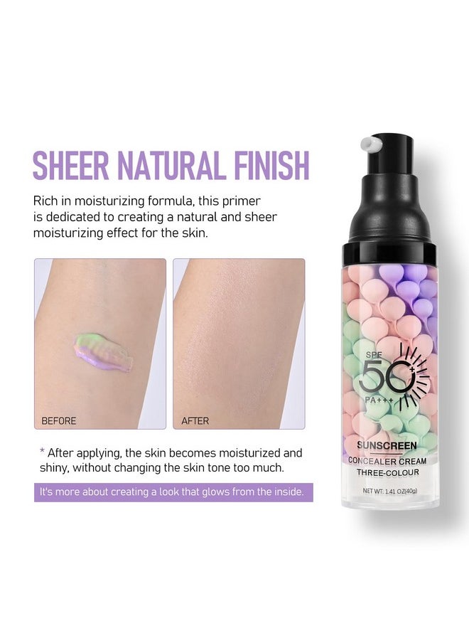 Color Correcting Facial Serum, Spf 50 Pa+++, Moisturizing Makeup Primer, One Step Brightening Primer To Even Skin Tone, Oil Control Skin Corrector, Sheer Finish, Refreshing, Purple Pink Green