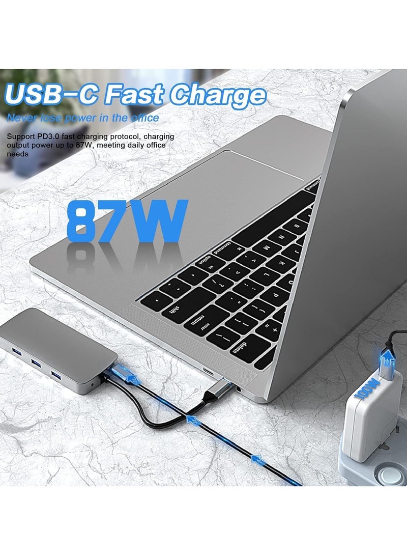 10-in-1 USB C Hub Docking Station with 4K HDMI, VGA, USB 3.0, Ethernet, SD/TF Card Reader, 3.5mm AUX – Multiport Adapter for MacBook Pro, Type C Laptops & Devices – Expand Connectivity, Power Delivery, and High-Speed Data Transfer